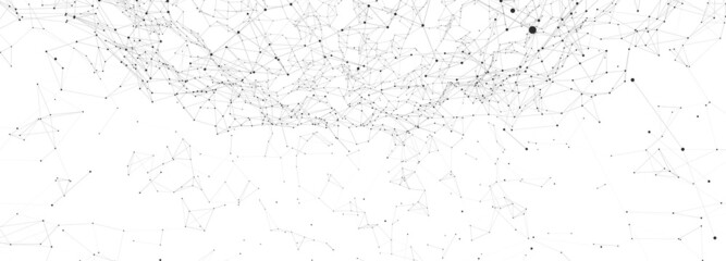 Fototapete - Abstract digital background of points and lines. Glowing plexus. Big data. Network or connection. Abstract technology science background. 3d vector illustration.
