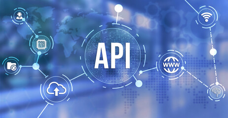 Internet, business, Technology and network concept. Application Programming Interface. Software development tool. 3d illustration.