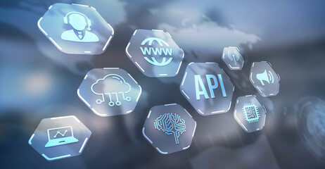 Internet, business, Technology and network concept. Application Programming Interface. Software development tool. 3d illustration.