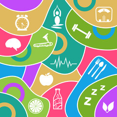Wall Mural - Health Background Colorful Random Shapes