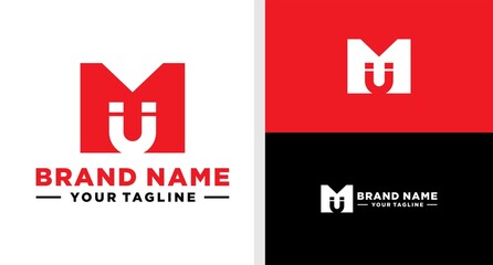 LETTER M LOGO MAGNET NEGATIVE SPACE EDITABLE