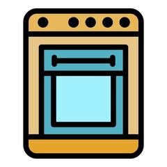 Sticker - Gas stove icon. Outline Gas stove vector icon color flat isolated