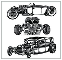 Set Vintage Hotrod Illustration Graphic 2