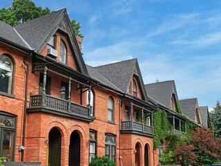 Sticker - Row of attached Victorian houses with gables