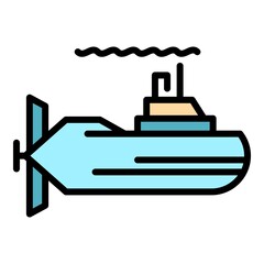 Wall Mural - Periscope submarine icon. Outline periscope submarine vector icon color flat isolated