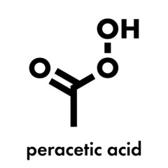 Poster - Peracetic acid (peroxyacetic acid, paa) disinfectant molecule. Organic peroxide commonly used as antimicrobial agent. Skeletal formula.