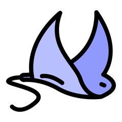 Poster - Manta ray icon. Outline manta ray vector icon color flat isolated
