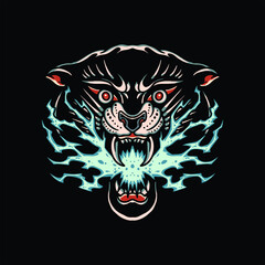 panther tattoo illustration vector design