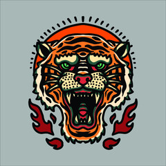 Canvas Print - tiger tattoo illustration vector design