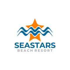 Sticker - sea star beach resort logo design