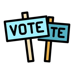 Wall Mural - Vote protest icon. Outline vote protest vector icon color flat isolated