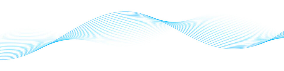 abstract blue smooth wave on a white background. dynamic sound wave. design element. vector illustra