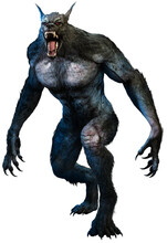 Werewolf Advancing With Mouth Open 3D Illustration