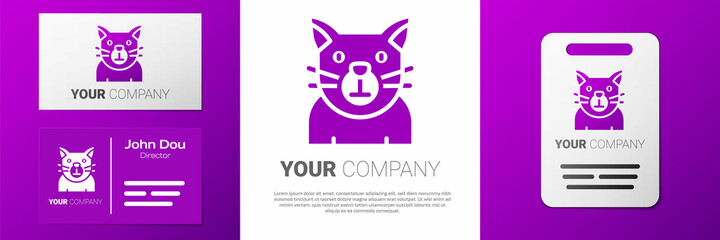 Sticker - Logotype Cat icon isolated on white background. Animal symbol. Happy Halloween party. Logo design template element. Vector