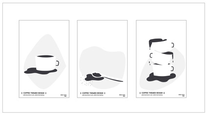 set of coffee composition in minimalist design. design idea for branding shop or cafe invitation, bu
