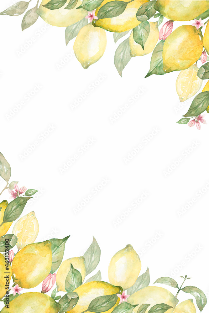 Beautiful Lemon Wreath Clipart, Watercolor hand drawn Fruit Clip art ...