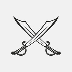 Vintage Saber icon. Pirates crossed swords isolated on white background. Vector illustration