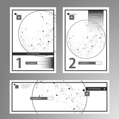 Poster - Connect circle polygonal element on cover brochure. Sphere with connected lines and dots. Vector technology background