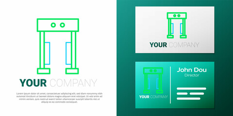 Wall Mural - Line Metal detector icon isolated on white background. Airport security guard on metal detector check point. Colorful outline concept. Vector