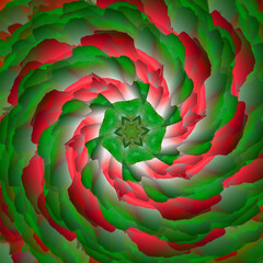 Poster - Abstract kaleidoscope background in red and green colors