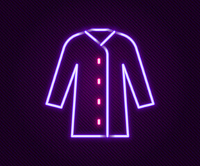 Wall Mural - Glowing neon line Raincoat icon isolated on black background. Colorful outline concept. Vector