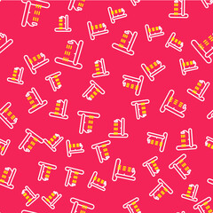 Poster - Line Beach shower icon isolated seamless pattern on red background. Vector