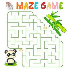 Wall Mural - Maze puzzle game for children. Maze or labyrinth game with panda.