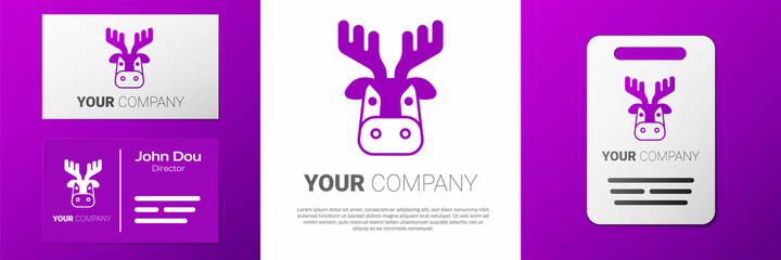 Poster - Logotype Deer head with antlers icon isolated on white background. Logo design template element. Vector