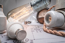 Low Voltage Light Bulb With Fuses, Cables And Diagrams