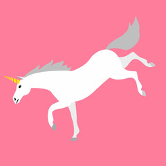 Sticker - Vector flat cartoon unicorn isolated on pink background