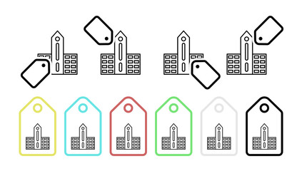 Poster - School vector icon in tag set illustration for ui and ux, website or mobile application