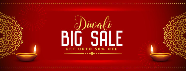 Canvas Print - red diwali mandala decorative sale banner design