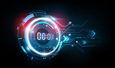 Wall Mural - abstract futuristic technology background perspective view with digital number timer concept and cou