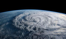 Super Typhoon, Tropical Storm, Cyclone, Hurricane, Tornado, Over Ocean. Weather Background. Typhoon,  Storm, Windstorm, Superstorm, Gale Moves To The Ground.  Elements Of This Image Furnished By NASA.
