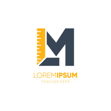 Letter M Ruler Logo Design Vector Graphic Icon Emblem Illustration Background Template
