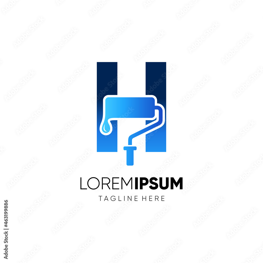 Letter H Paint Roller Logo Design Vector Graphic Icon Emblem ...