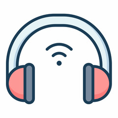 Wall Mural - headphone wireless wifi iot single isolated icon with filled line style