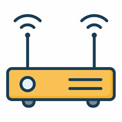 Wall Mural - router access point wireless modem single isolated icon with filled line style