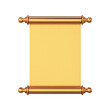Open gold scroll on white background, 3d render