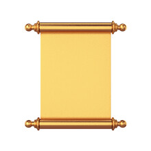Open Gold Scroll On White Background, 3d Render