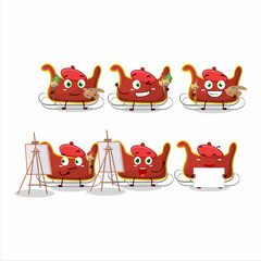 Sticker - Artistic Artist of santa carriage cartoon character painting with a brush