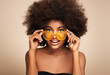 © Oleg Gekman - Beauty portrait of African American girl in sunglasses. Beautiful black woman. Cosmetics, makeup and fashion