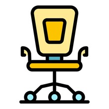 Office Chair Icon. Outline Office Chair Vector Icon Color Flat Isolated