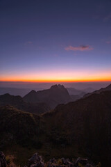 Wall Mural - aerial view of doi chiang dao mountains in the morning and the sea of mist, doi kham fa. chiang mai 