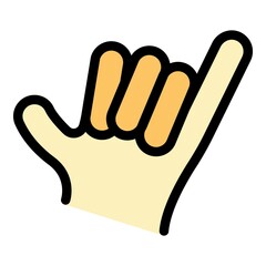 Poster - Hand gesture hang loose icon. Outline Hand gesture hang loose vector icon color flat isolated