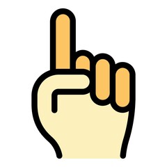 Poster - Hand gesture attention icon. Outline Hand gesture attention vector icon color flat isolated