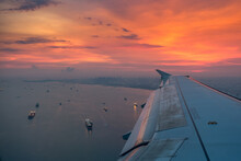 Sunset In Singapur From Plane