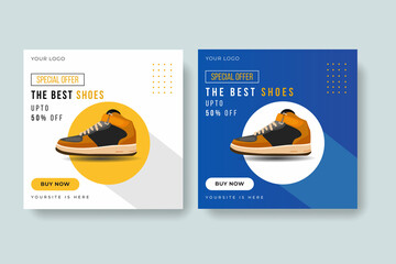 Sport fashion shoes brand product Social media banner post template