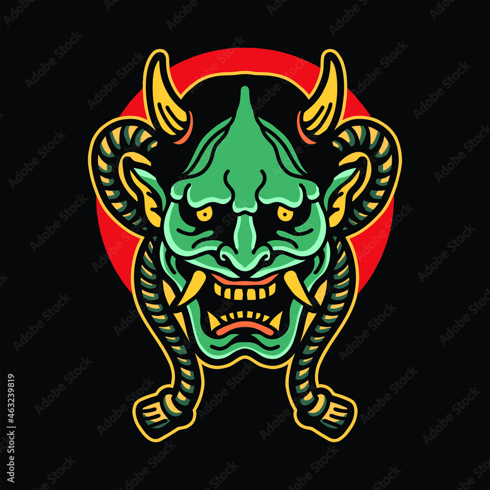 oni tattoo vector design Stock Vector | Adobe Stock
