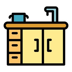 Wall Mural - Kitchen sink icon. Outline kitchen sink vector icon color flat isolated